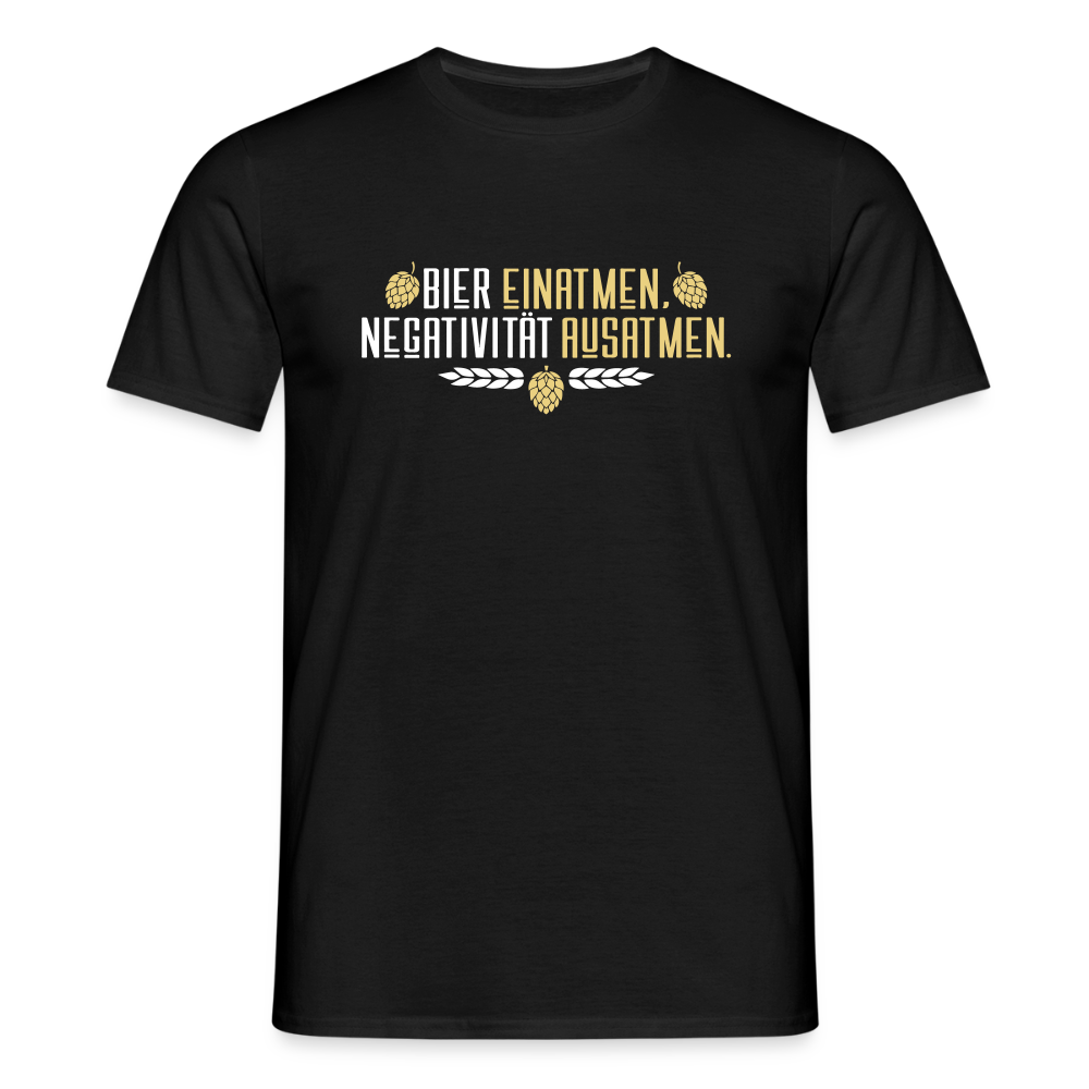 Bier einatmen, Negativität ausatmen. - Männer Premium T-Shirt - Schwarz