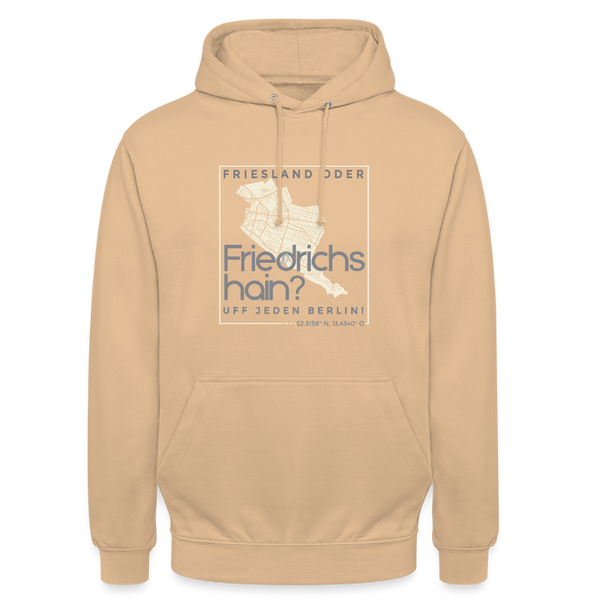 Friesland oder Friedrichshain - Unisex Hoodie - Pfirsich