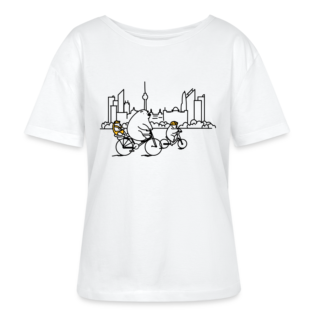 Fahrradtour Berlin - Relaxed Rundhals Frauen Bio-T-Shirt - Weiß