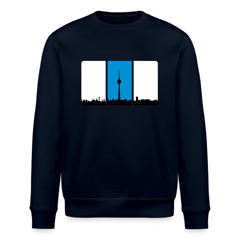 Berliner Skyline in Streifen - Unisex Bio Sweatshirt - Navy
