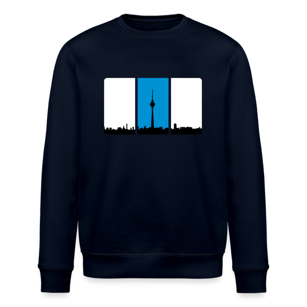 Berliner Skyline in Streifen - Unisex Bio Sweatshirt - Navy