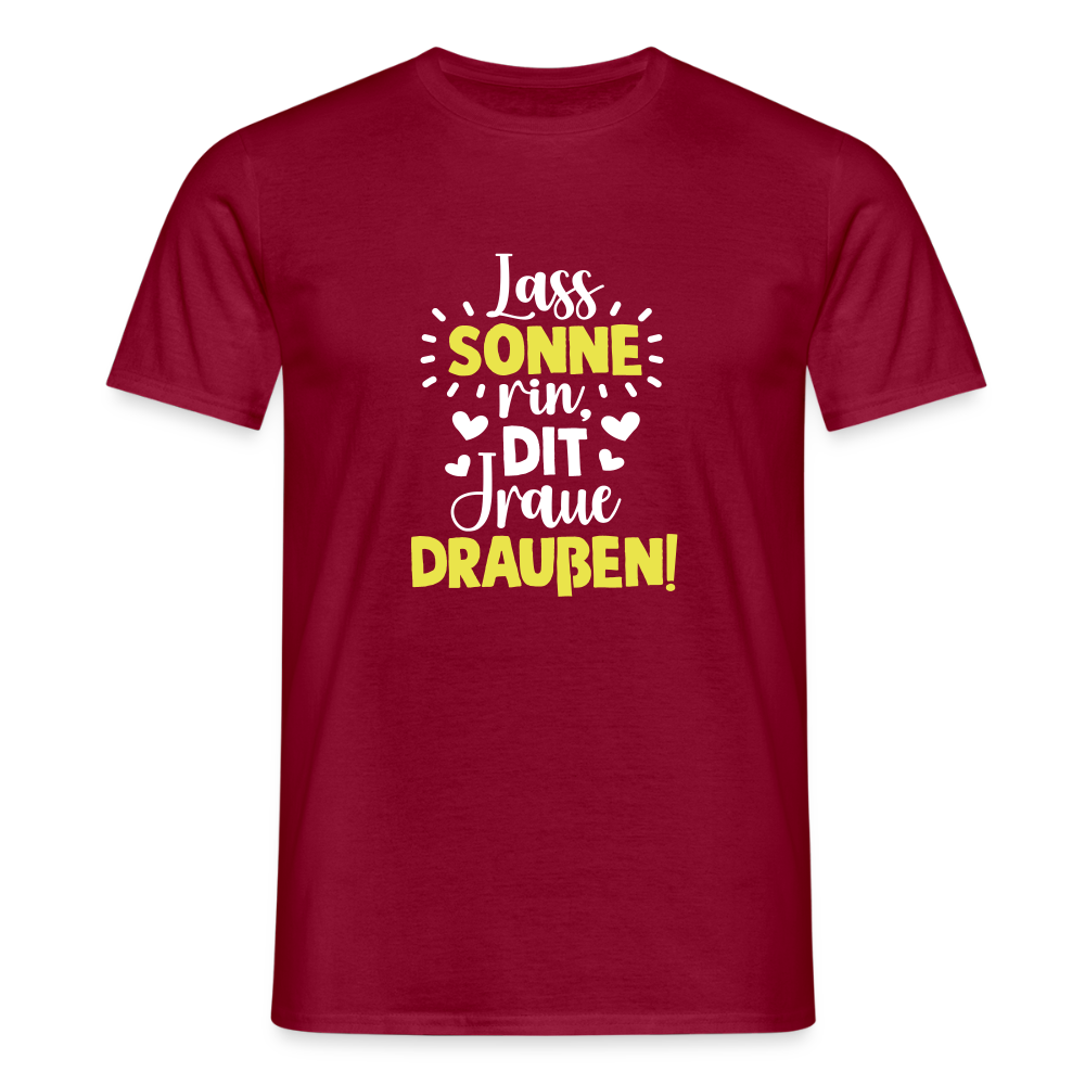 Lass Sonne rin, dit Jraue draußen! - Männer Premium T-Shirt - Ziegelrot