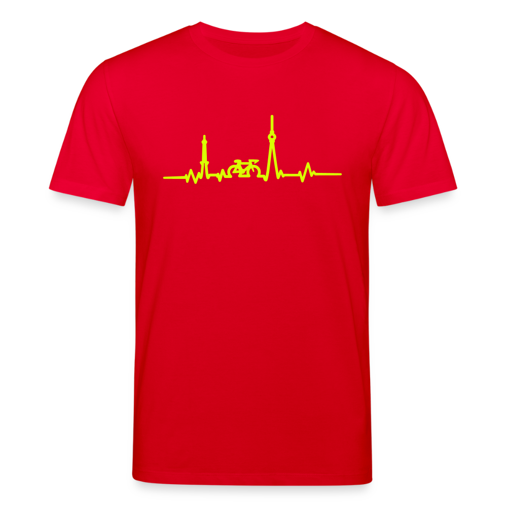 Herzschlag für Fahrradfahrer - Unisex Bio T-Shirt - Rot