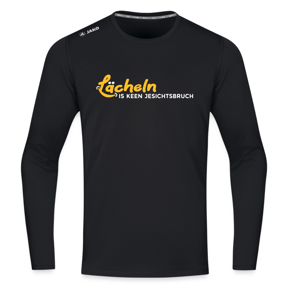 Lächeln is keen Jesichtsbruch - Männer Sport Langamshirt - Schwarz