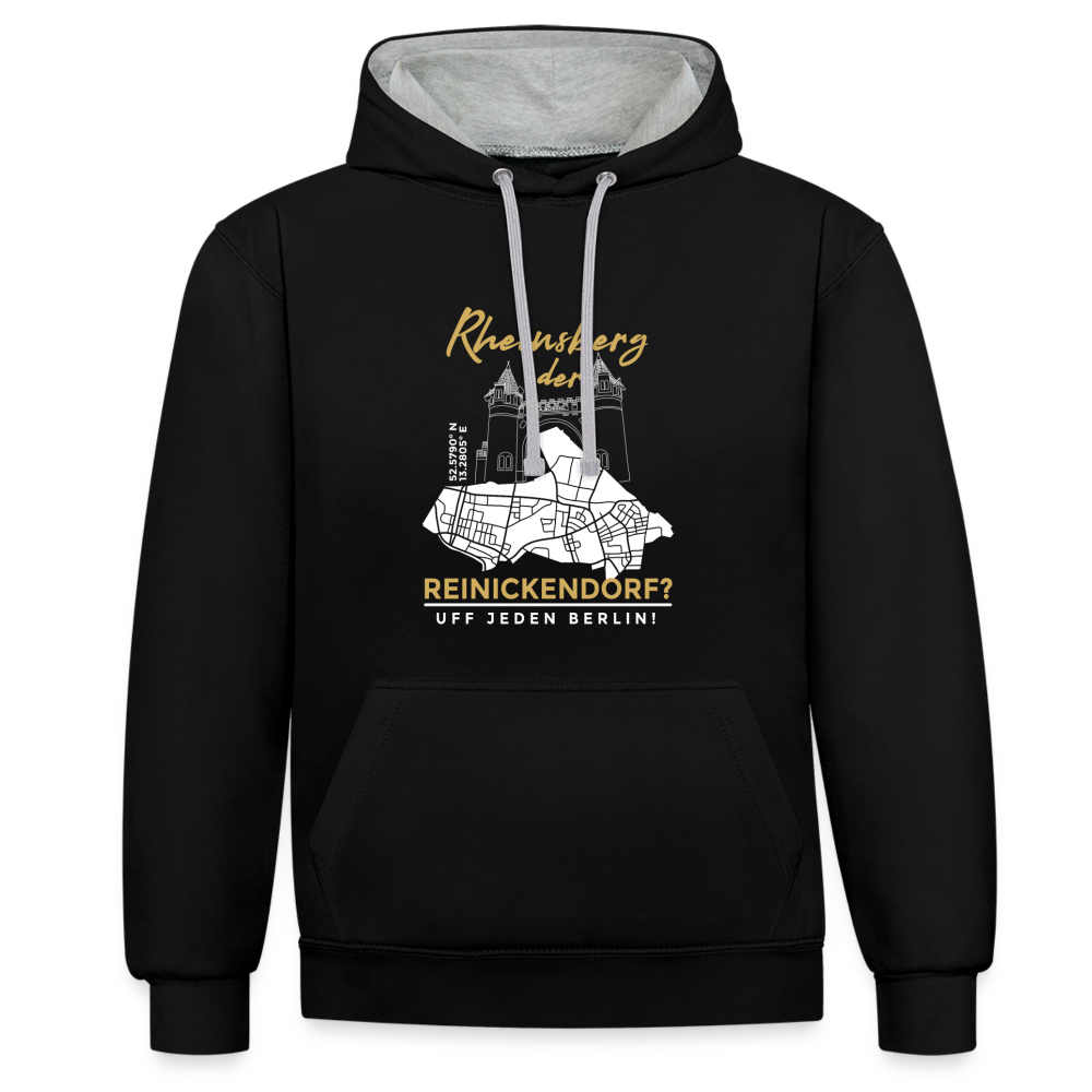 Rheinsberg Oder Reinickendorf - Kontrast Hoodie - Schwarz/Grau meliert
