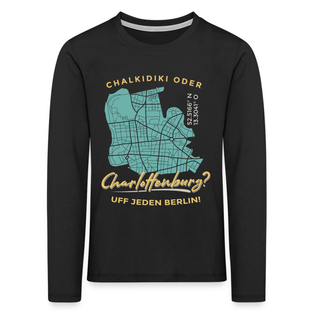 Chalkidiki oder Charlottenburg - Kinder Langarmshirt - Schwarz