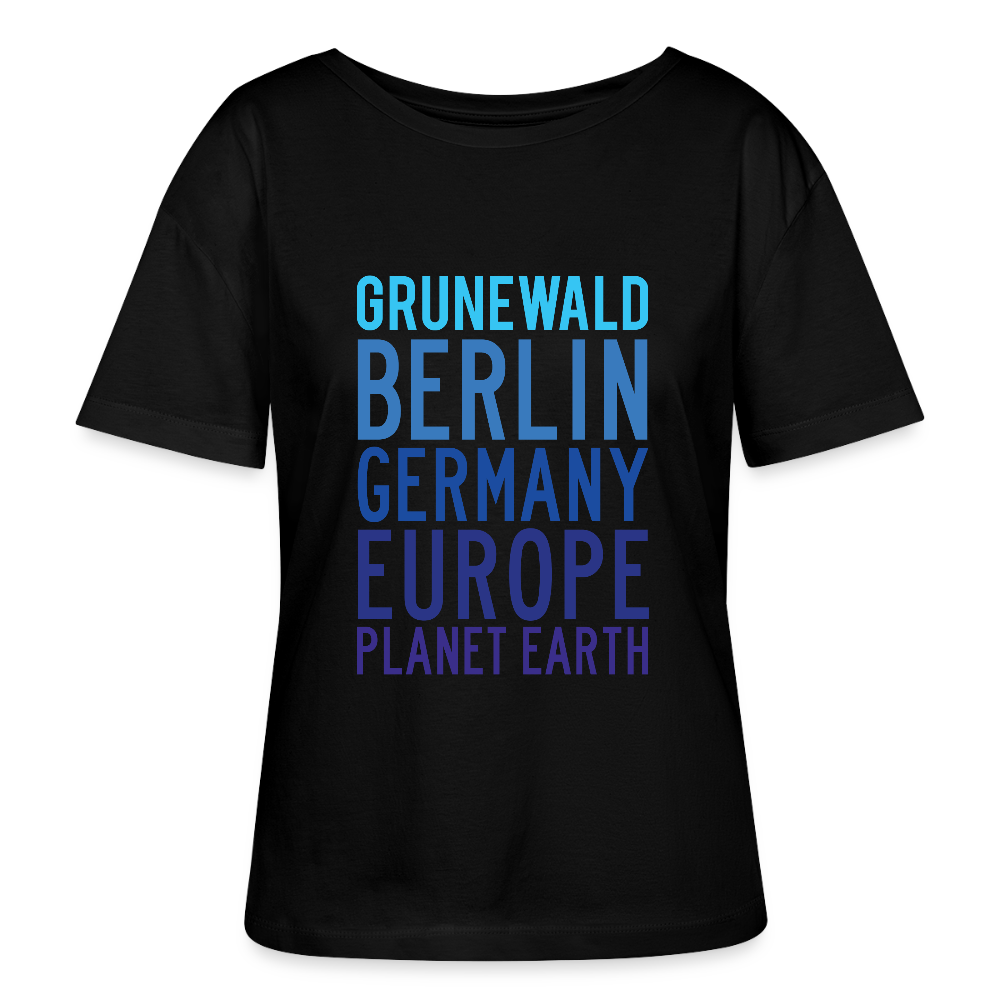 Grunewald Planet Earth - Relaxed Rundhals Frauen Bio-T-Shirt - Schwarz