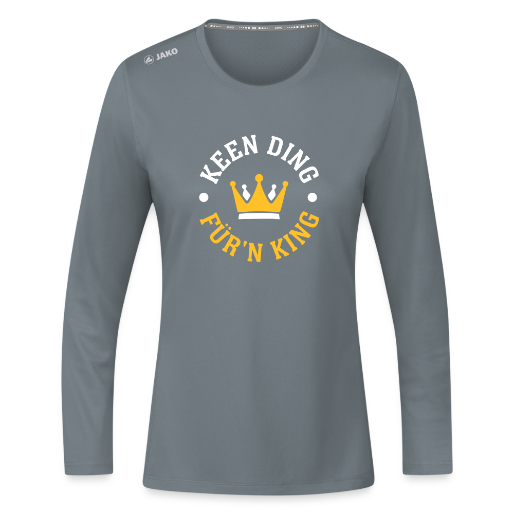 Keen Ding für'n King - Frauen Sport Langarmshirt - Grau