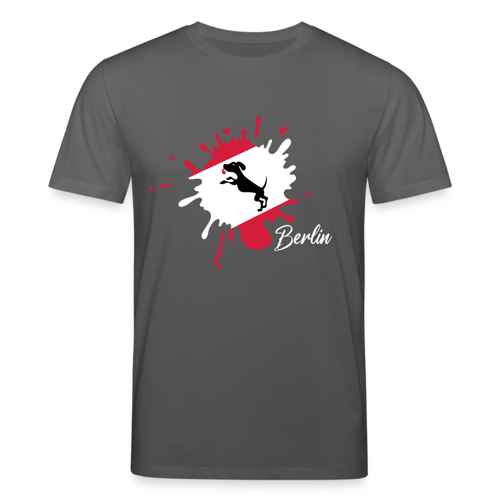Berlin Klecks Hund - Unisex Bio T-Shirt - Anthrazit