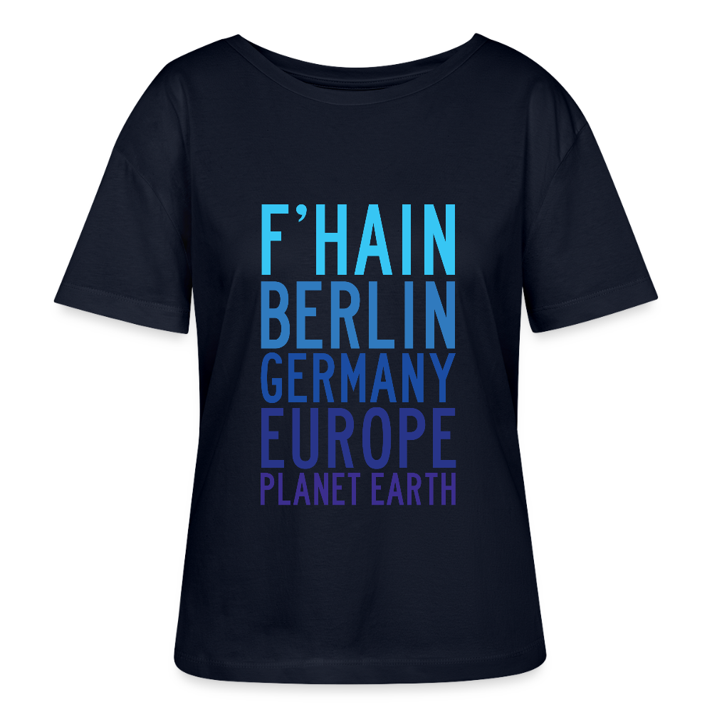 F'hain - Planet Earth - Relaxed Rundhals Frauen Bio-T-Shirt - Navy