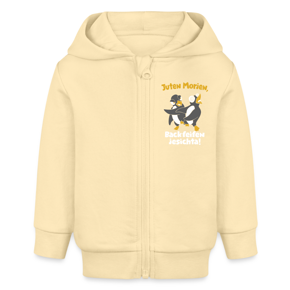 Juten Morjen, Backfeifenjesichta! - Baby Bio Zip Hoodie - Creme