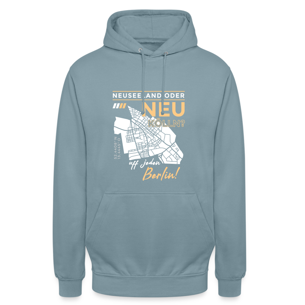 Neuseeland oder Neukölln - Unisex Hoodie - Nebelblau