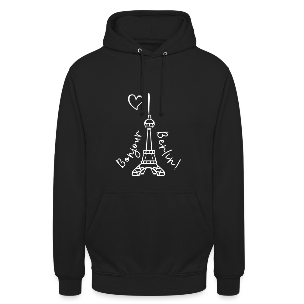Eiffelturm in Berlin Bonjour - Unisex Hoodie - Schwarz