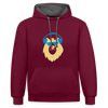 Bär mit Kopfhörern - Kontrast Hoodie - Weinrot/Anthrazit