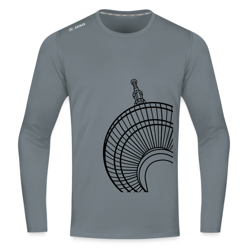Der Turm von unten - schwarz - Männer Sport Langamshirt - Grau