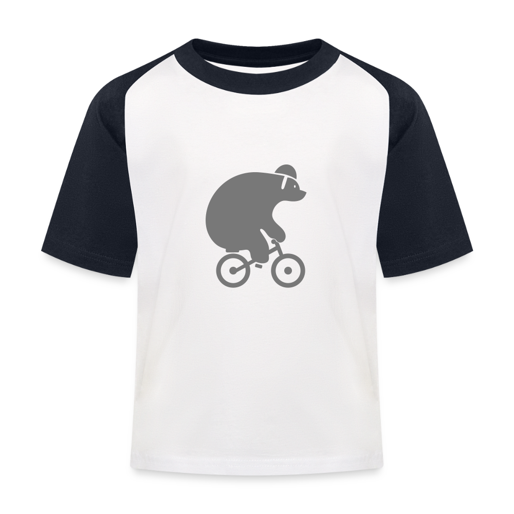 Fahrradbär - Kinder Baseball T-Shirt - Weiß/Navy