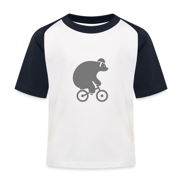 Fahrradbär - Kinder Baseball T-Shirt - Weiß/Navy