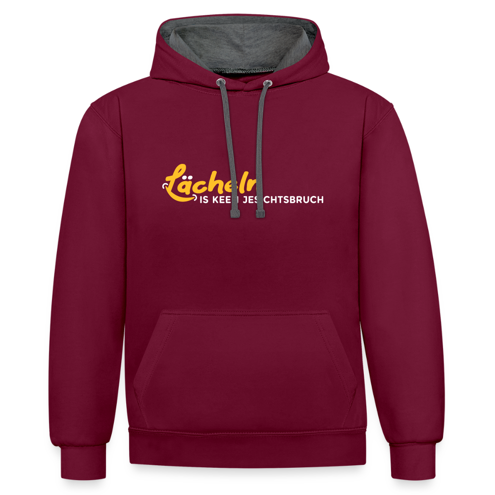 Lächeln is keen Jesichtsbruch - Kontrast Hoodie - Weinrot/Anthrazit