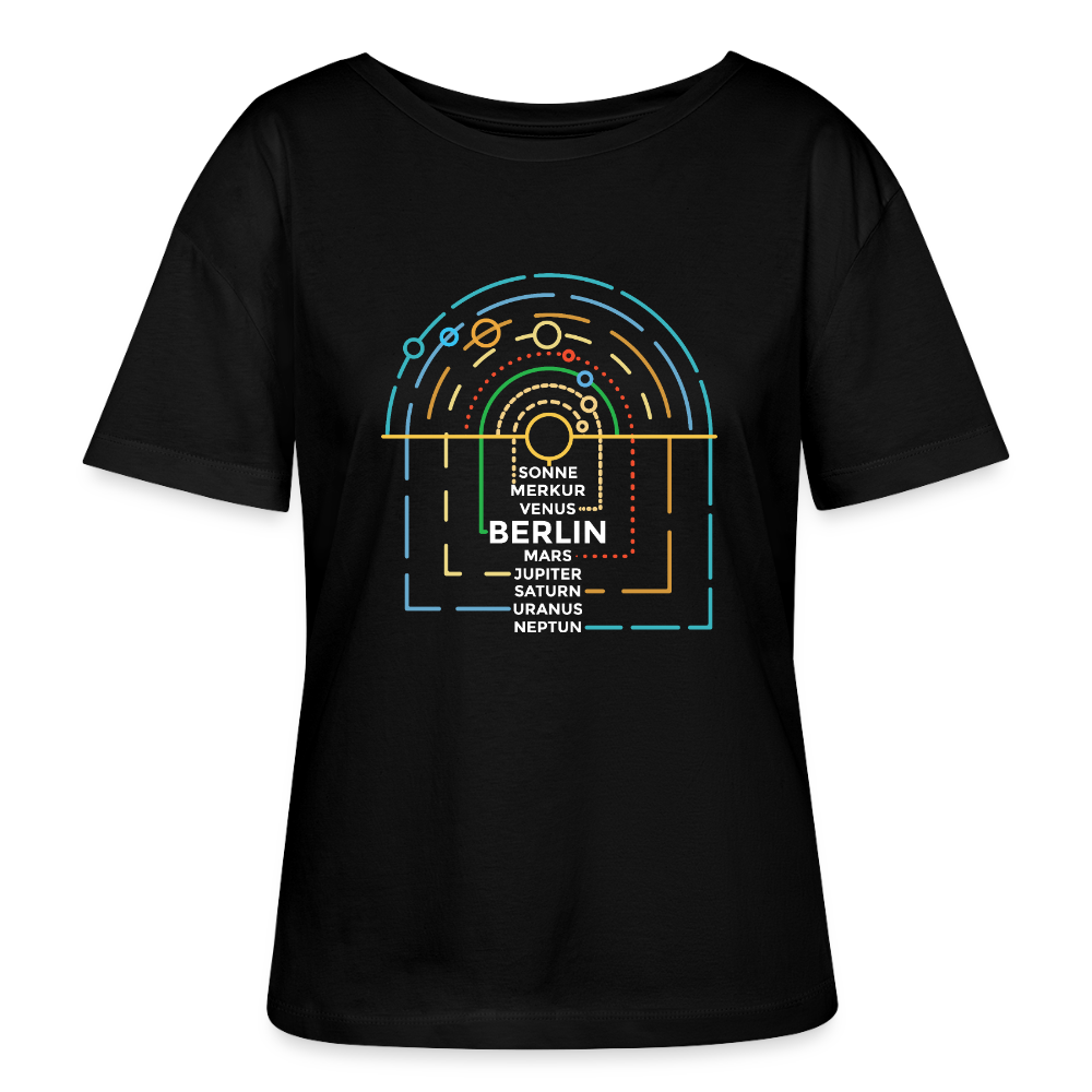 Berlin im Sonnensystem - Relaxed Rundhals Frauen Bio-T-Shirt - Schwarz