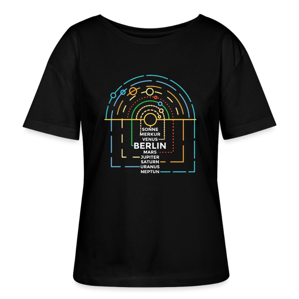 Berlin im Sonnensystem - Relaxed Rundhals Frauen Bio-T-Shirt - Schwarz