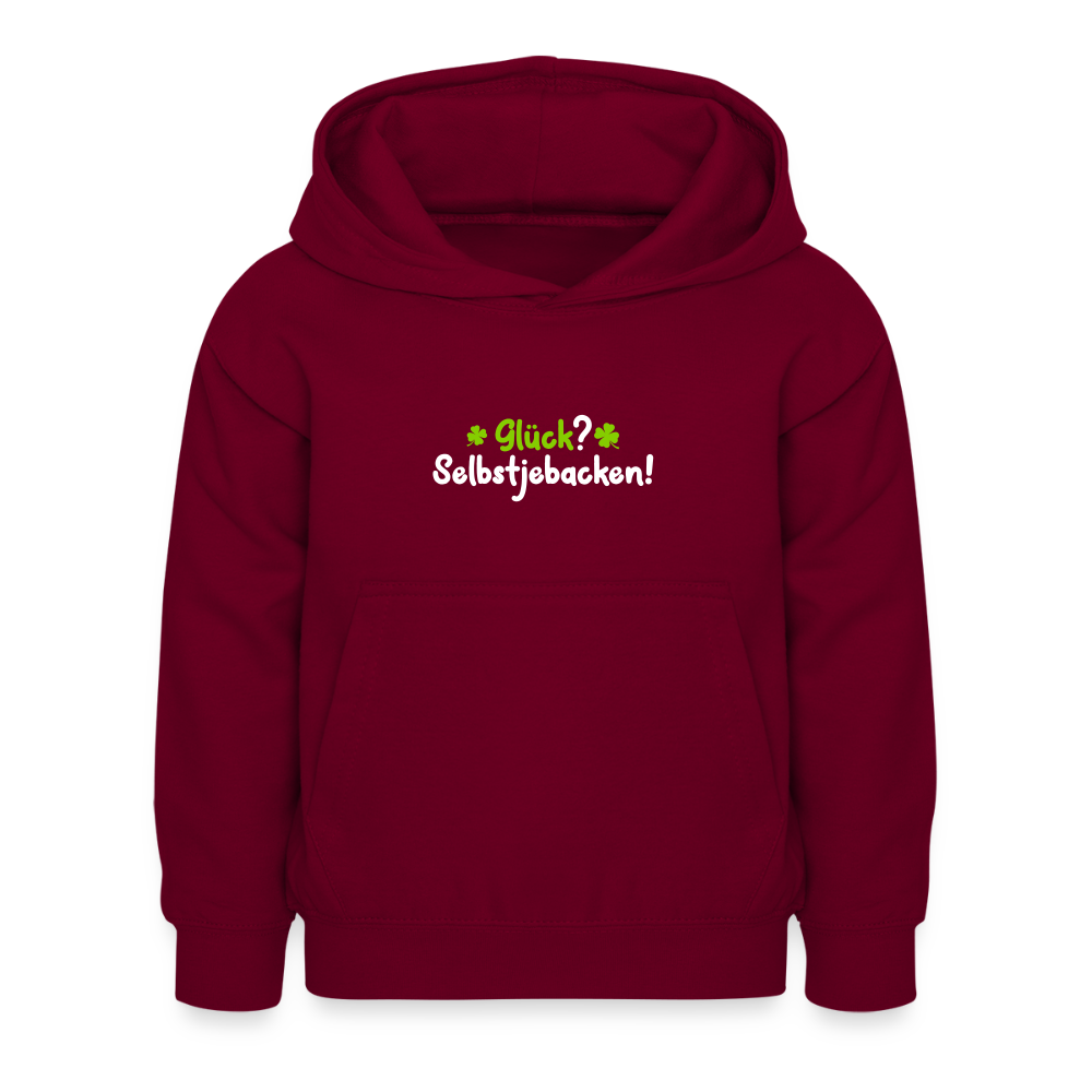 Glück? Selbstjebacken - Kinder Hoodie - Bordeaux