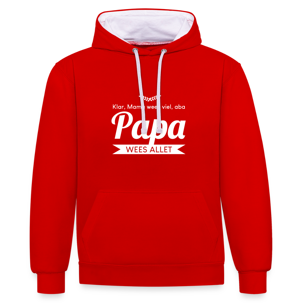 Opa wees allet - Kontrast Hoodie - Rot/Weiß