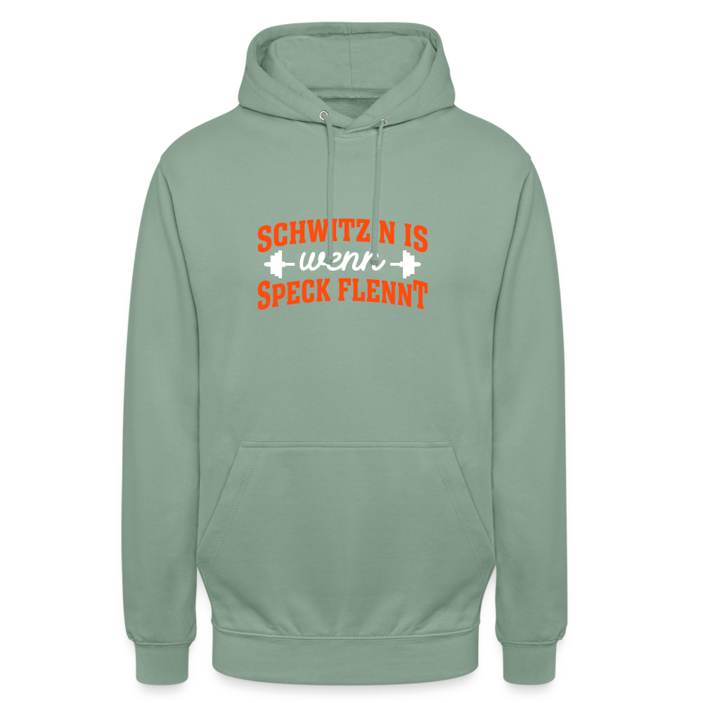 Schwitz'n is wenn Speck flennt - Unisex Hoodie - Graugrün