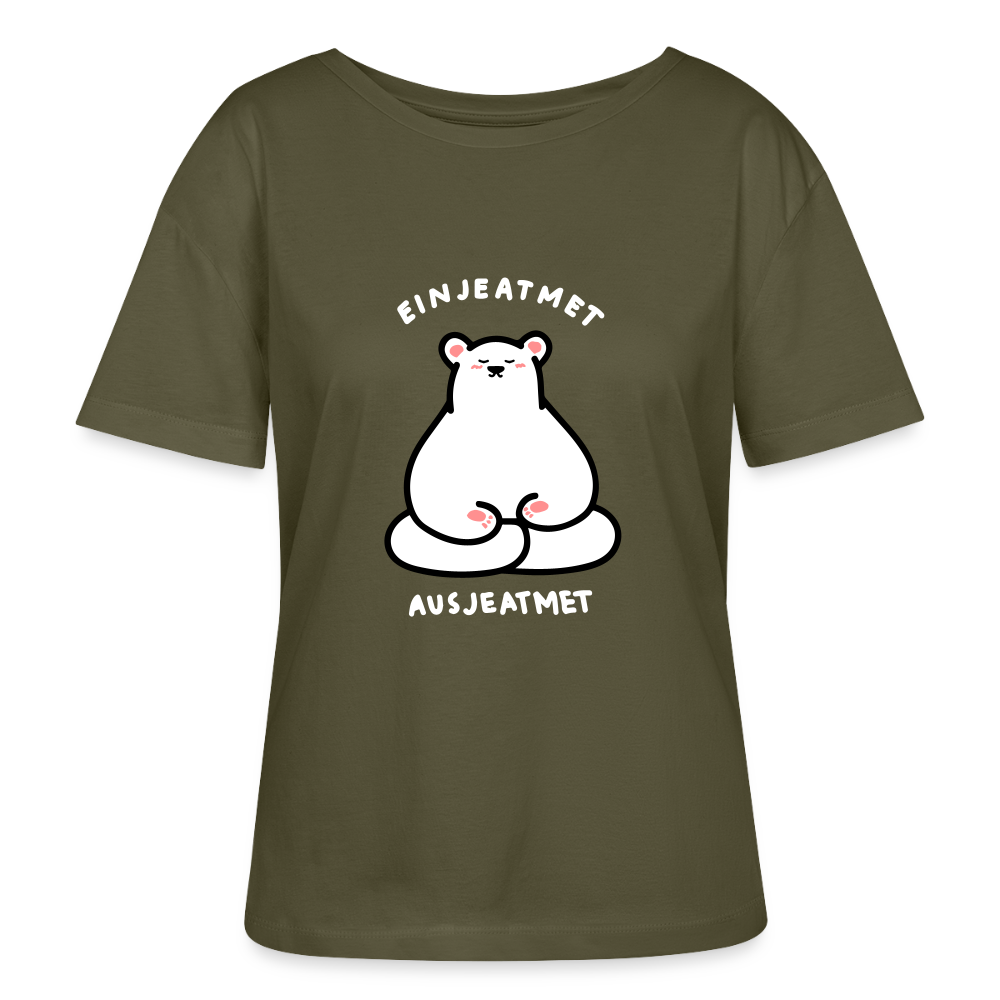 Einjeatmet - Relaxed Rundhals Frauen Bio-T-Shirt - Khaki