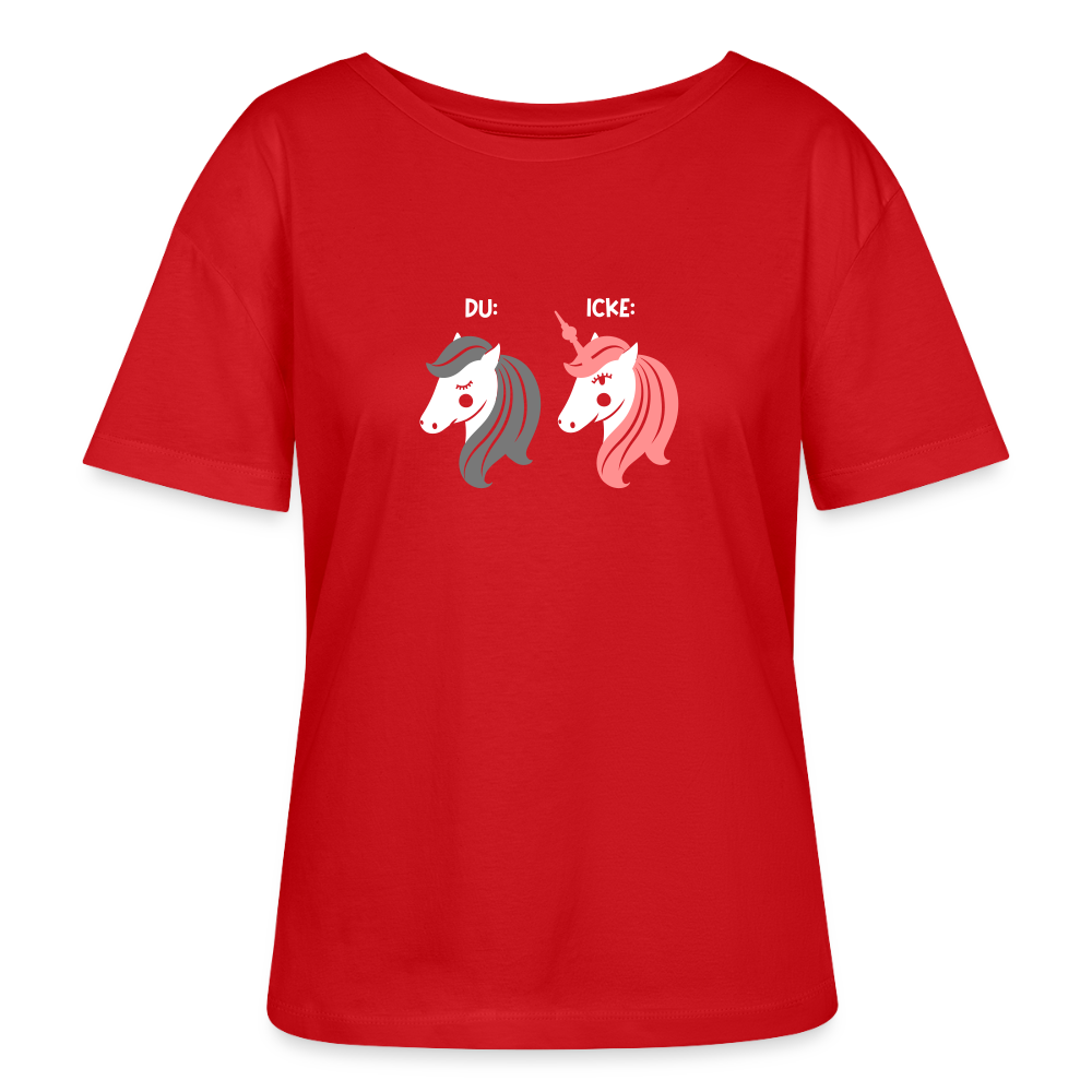 Berliner Einhorn - Relaxed Rundhals Frauen Bio-T-Shirt - Rot