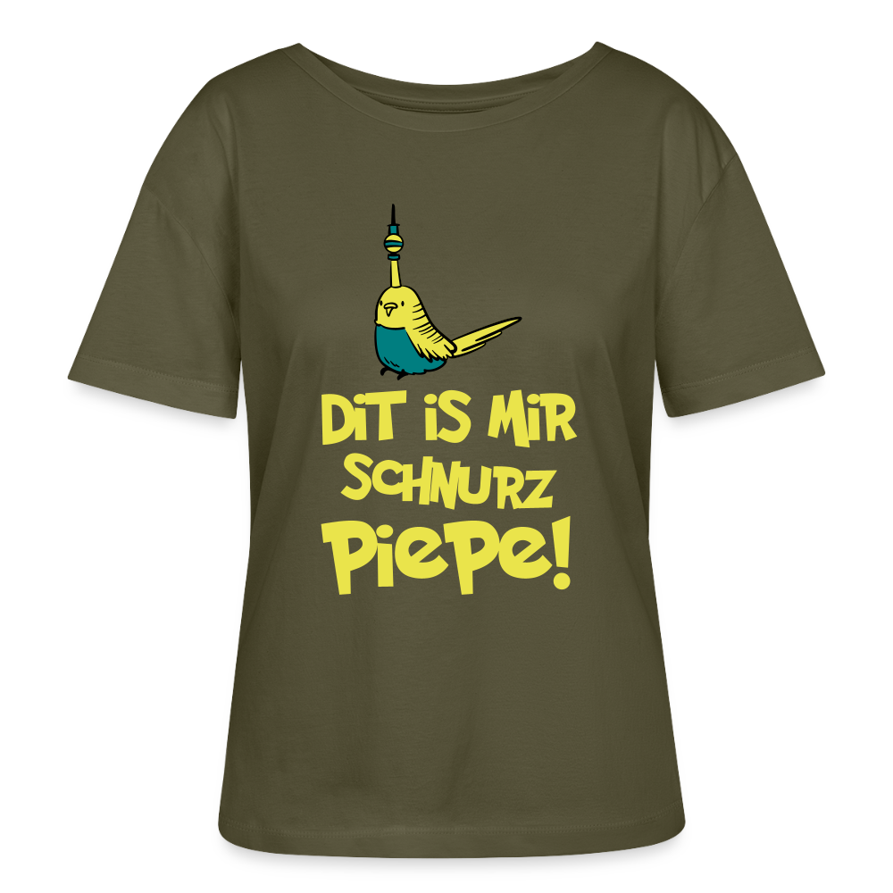 Schnurz Piepe mit Piep - Relaxed Rundhals Frauen Bio-T-Shirt - Khaki