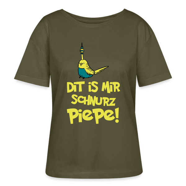 Schnurz Piepe mit Piep - Relaxed Rundhals Frauen Bio-T-Shirt - Khaki