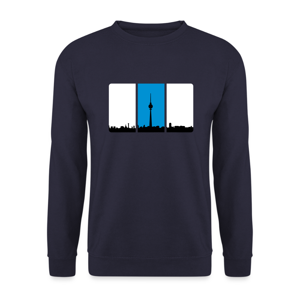 Berliner Skyline in Streifen - Unisex Pullover - Navy