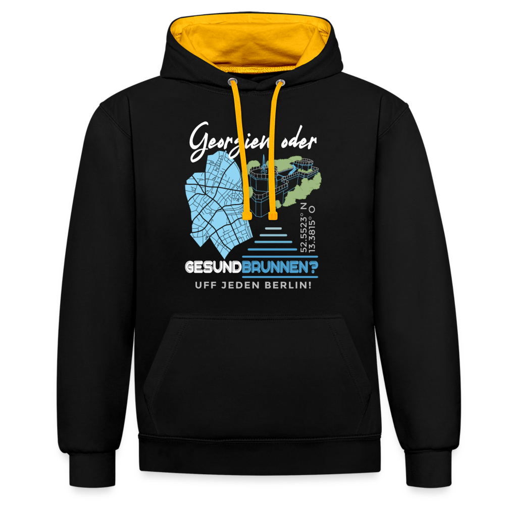 Georgien oder Gesundbrunnen - Kontrast Hoodie - Schwarz/Gold