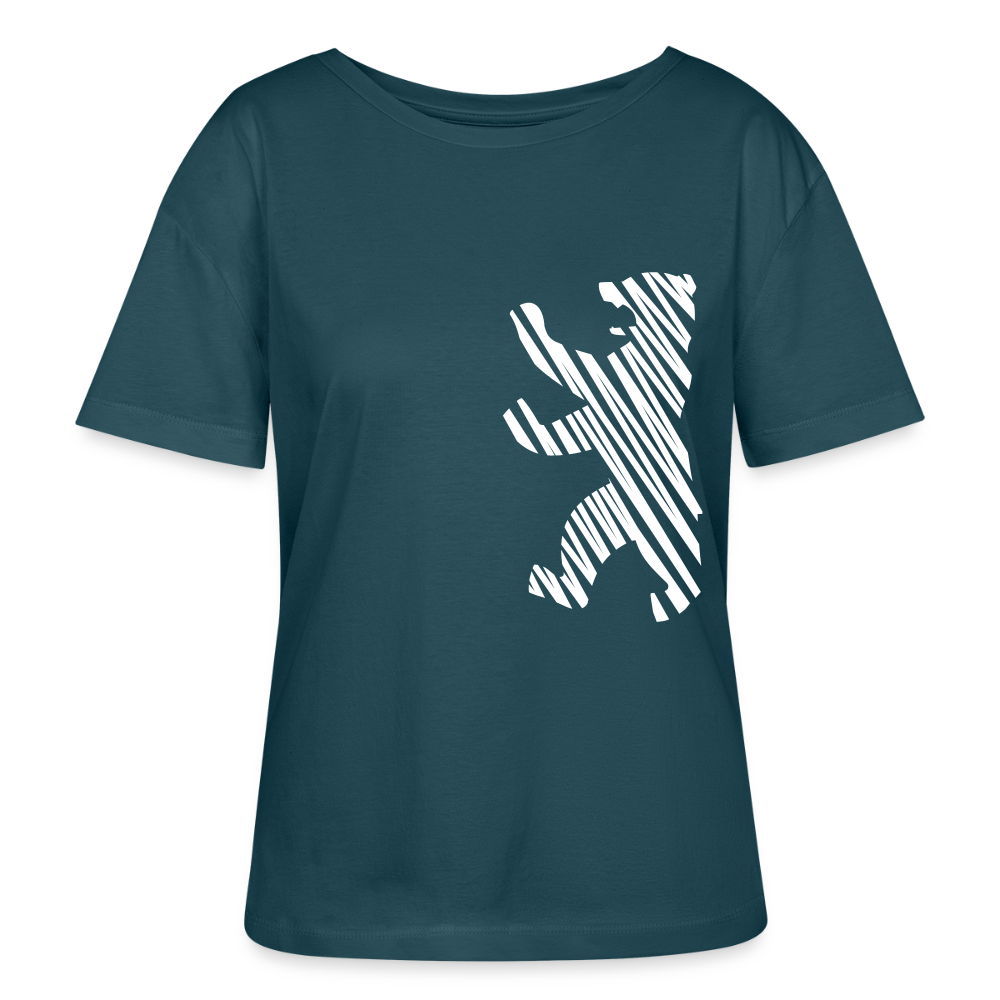 Berliner Bär im Netz - weiß - Relaxed Rundhals Frauen Bio-T-Shirt - Dunkles Petrol