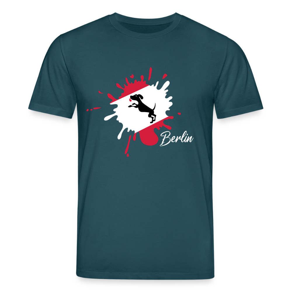 Berlin Klecks Hund - Unisex Bio T-Shirt - Dunkles Petrol