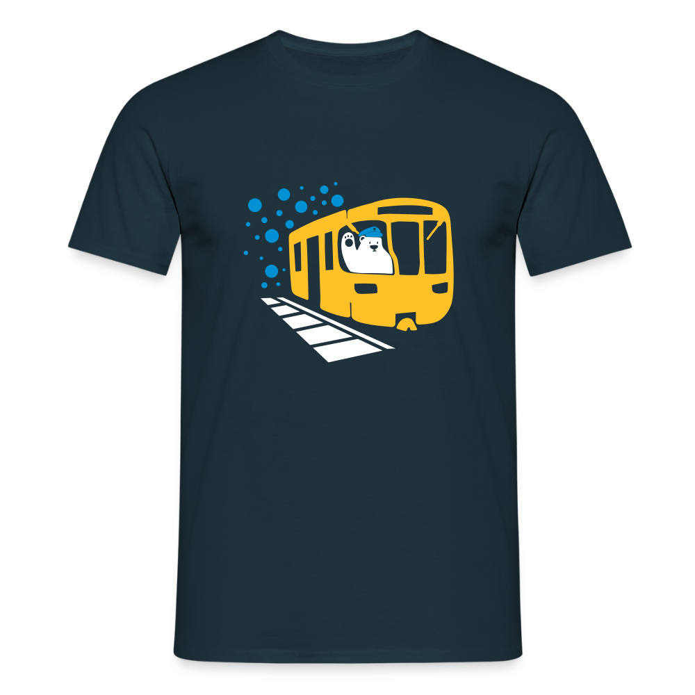 Bär in U-Bahn Kommt - Männer Premium T-Shirt - Navy