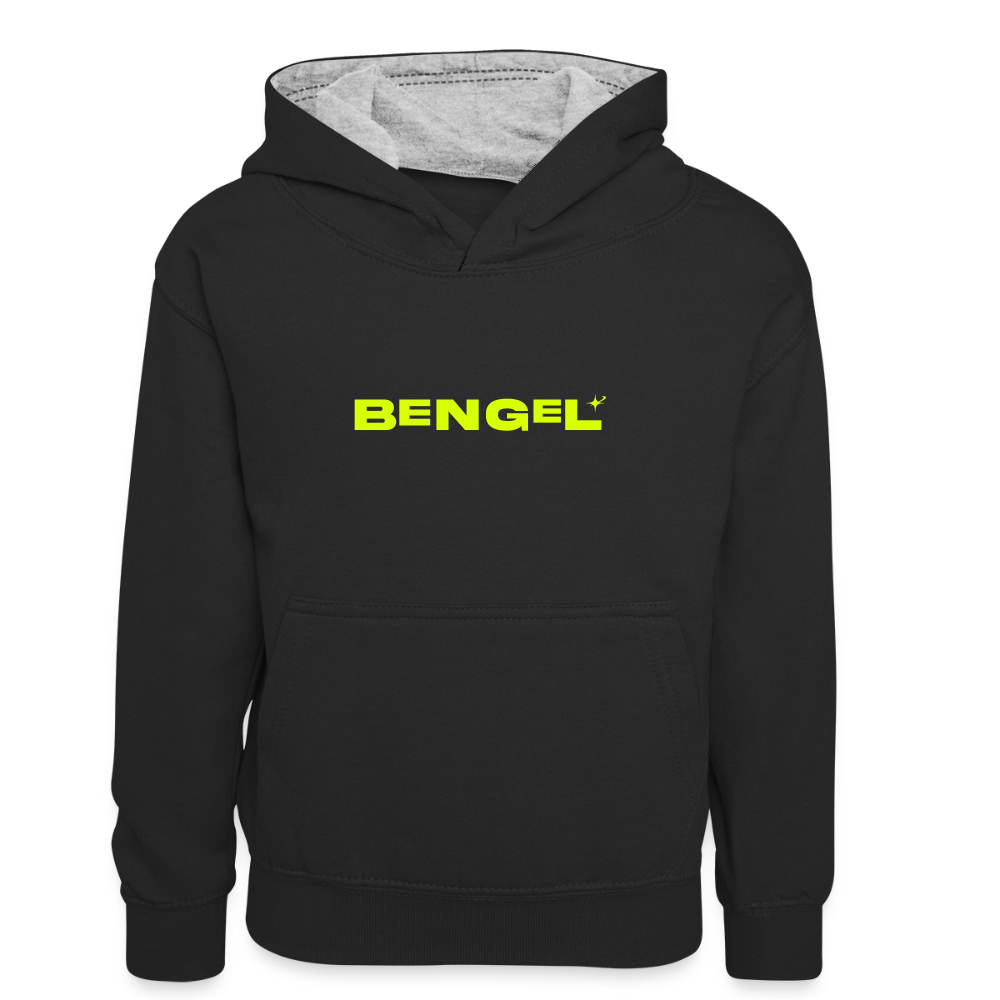 Bengel Berlin - Kinder Kontrast-Hoodie - Schwarz/Grau meliert