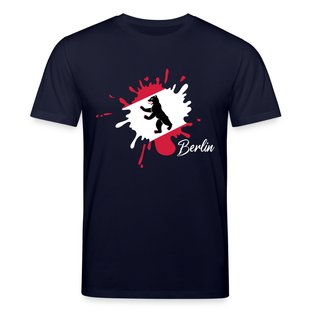 Berlin Klecks Bär - Unisex Bio T-Shirt - Navy