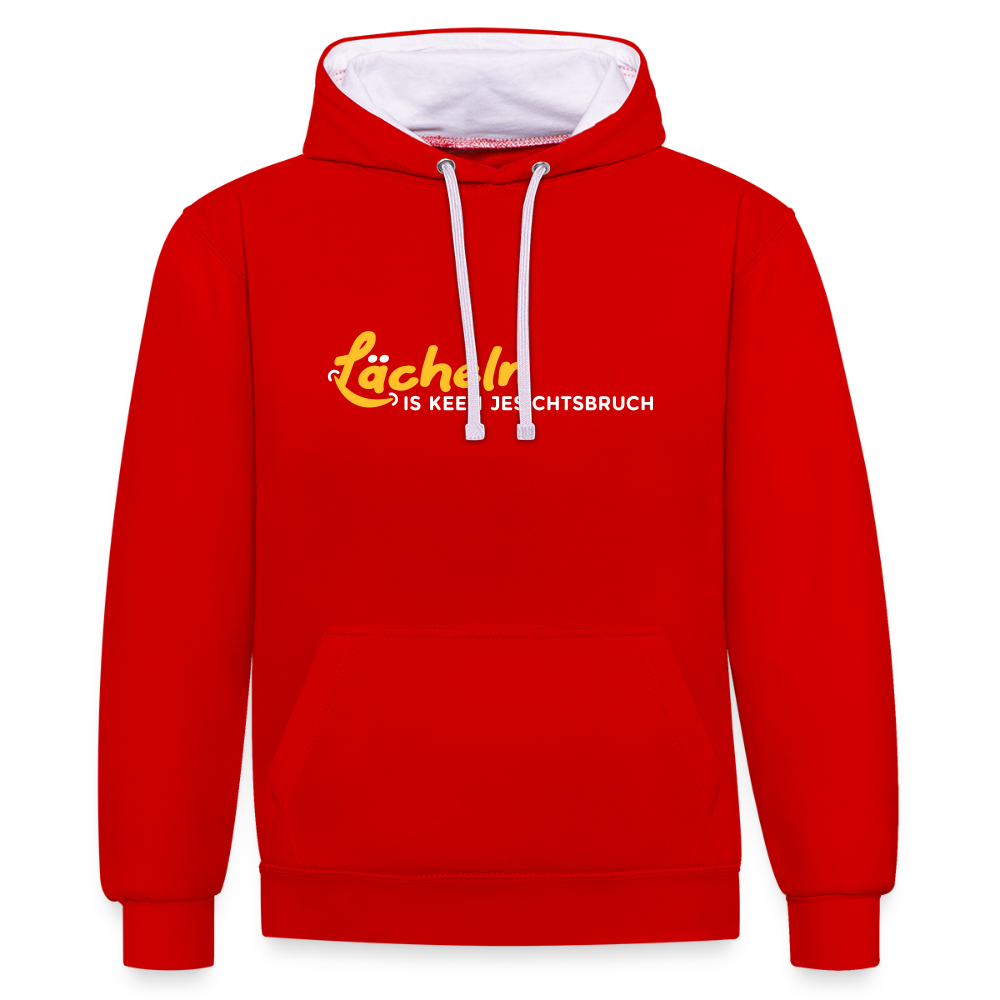 Lächeln is keen Jesichtsbruch - Kontrast Hoodie - Rot/Weiß