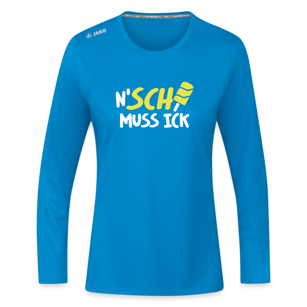 N'SCH... MUSS ICK - Frauen Sport Langarmshirt - Saphirblau