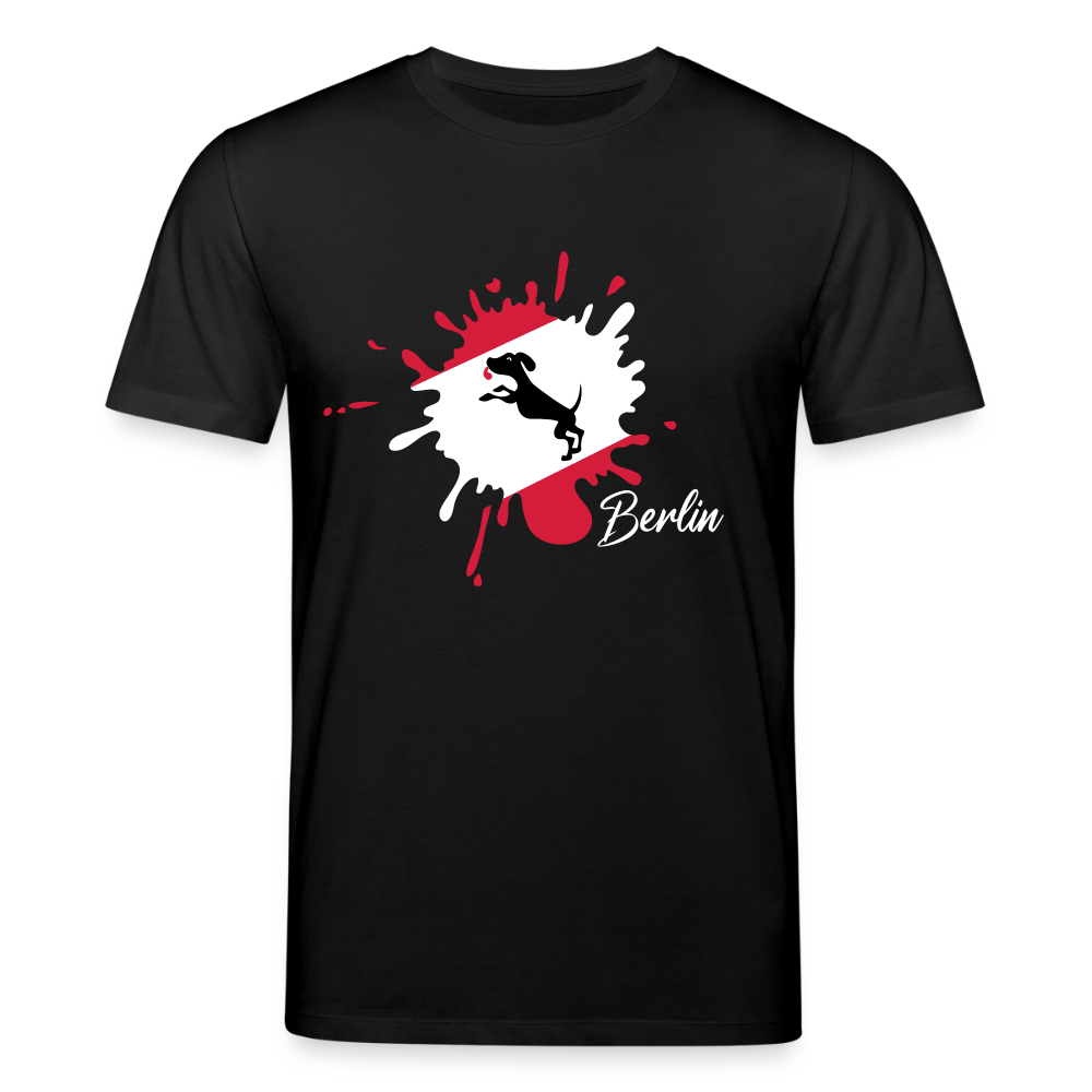 Berlin Klecks Hund - Unisex Bio T-Shirt - Schwarz