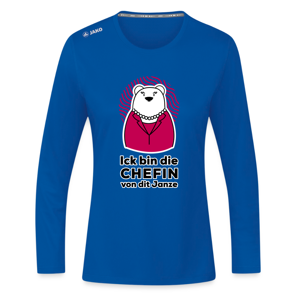 Chefin - Frauen Sport Langarmshirt - Royalblau