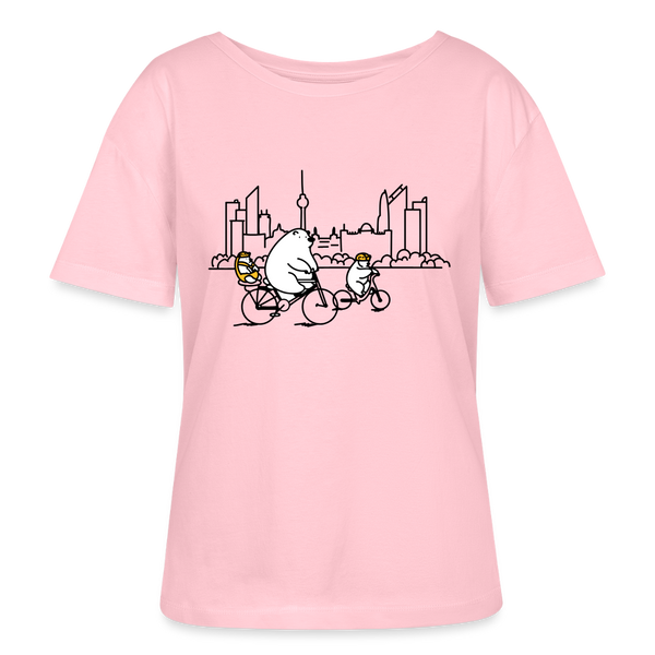 Fahrradtour Berlin - Relaxed Rundhals Frauen Bio-T-Shirt - Hellrosa