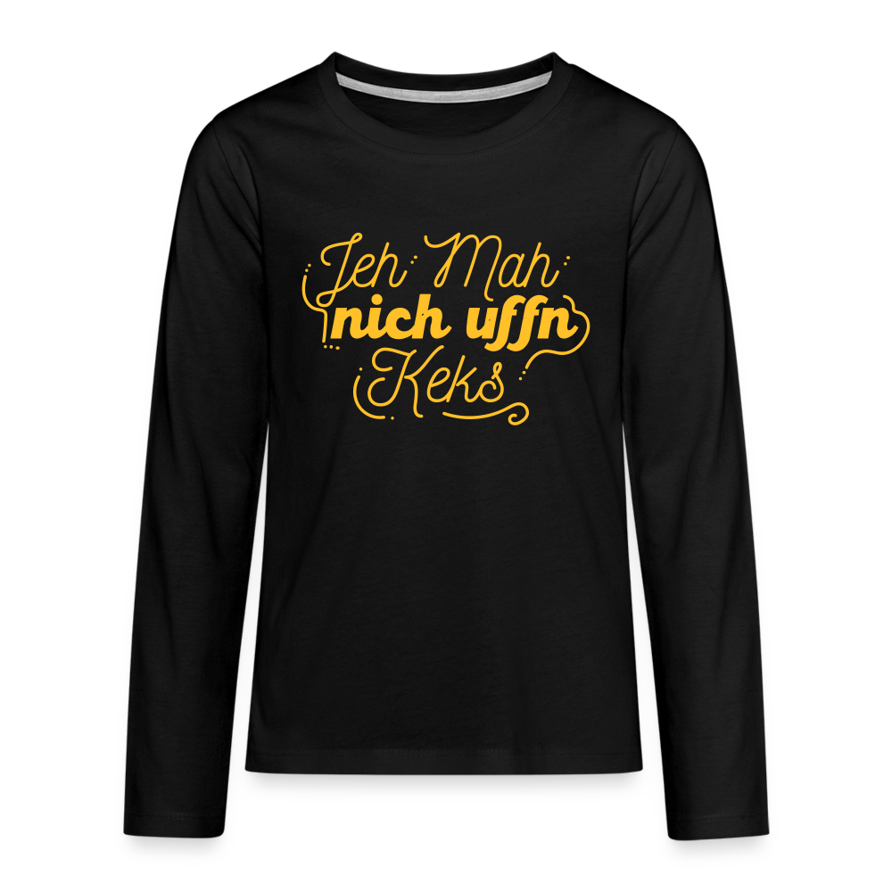 Jeh mah nich uffn Keks gelb - Teenager Langarmshirt - Schwarz