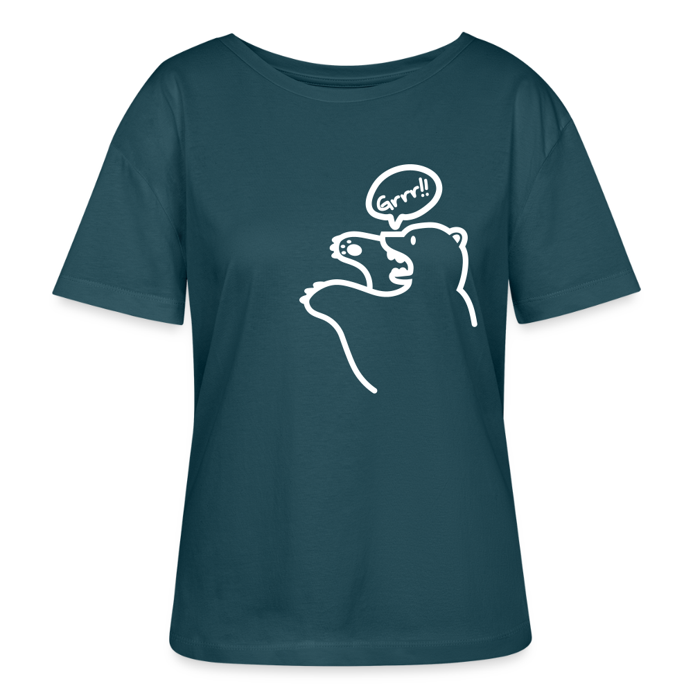 Böser Berliner Bär - Relaxed Rundhals Frauen Bio-T-Shirt - Dunkles Petrol