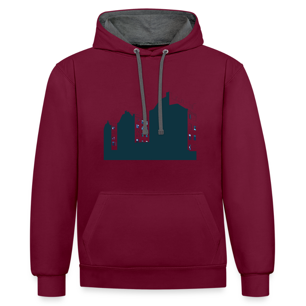 Sonnenburger Straße - Kontrast Hoodie - Weinrot/Anthrazit