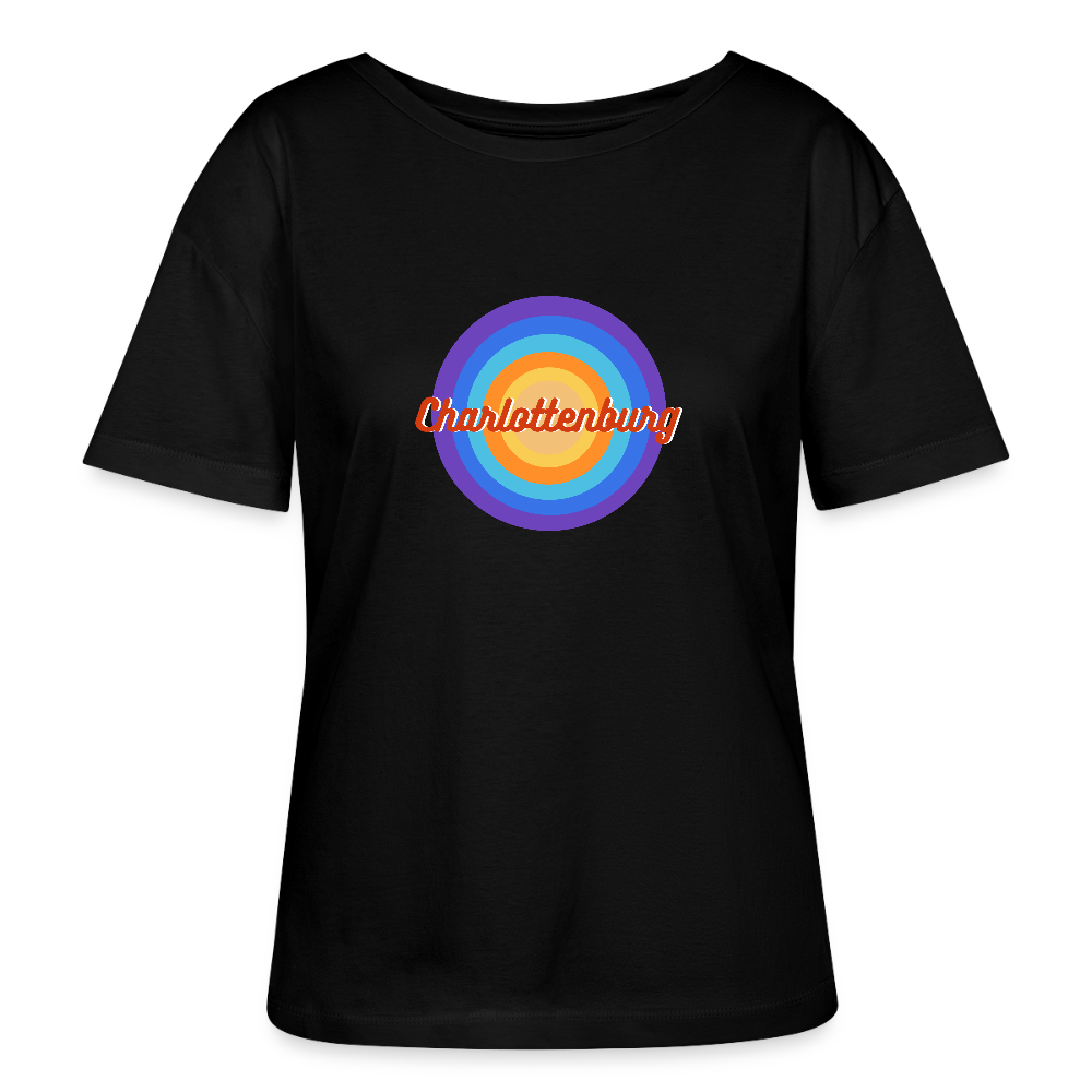 Charlottenburg Retro - Relaxed Rundhals Frauen Bio-T-Shirt - Schwarz