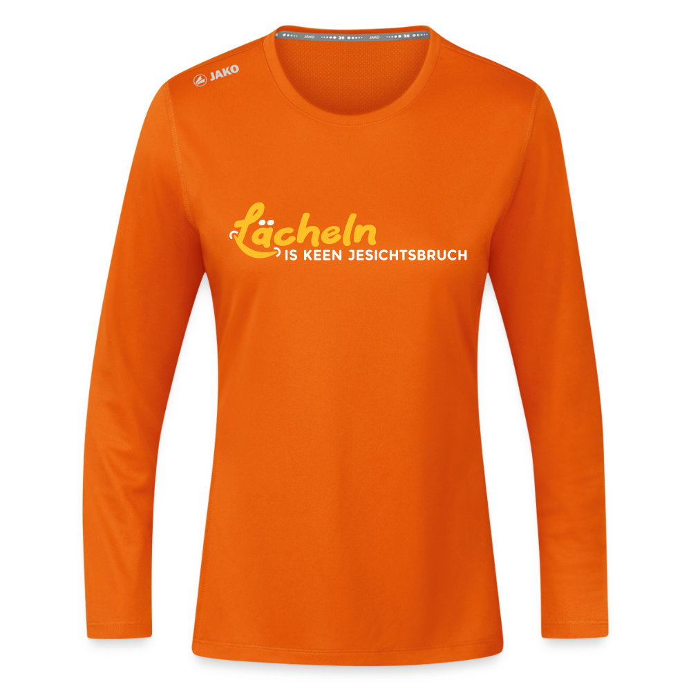 Lächeln is keen Jesichtsbruch - Frauen Sport Langarmshirt - Neonorange