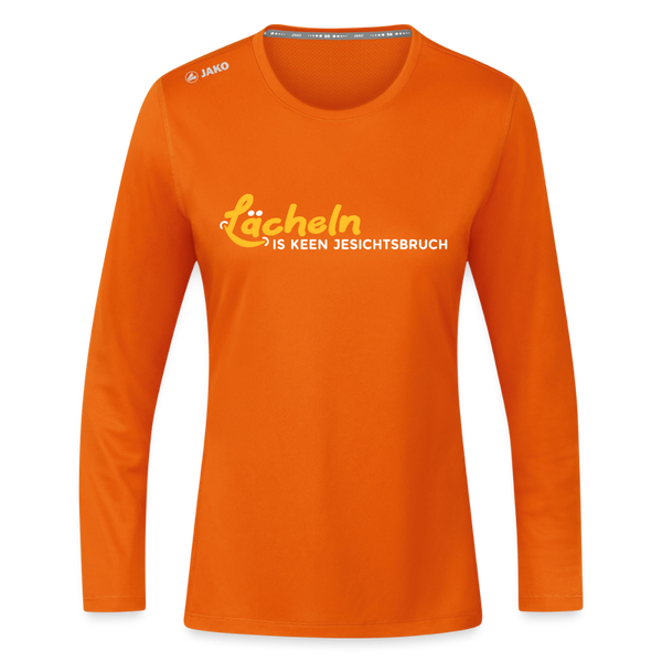 Lächeln is keen Jesichtsbruch - Frauen Sport Langarmshirt - Neonorange