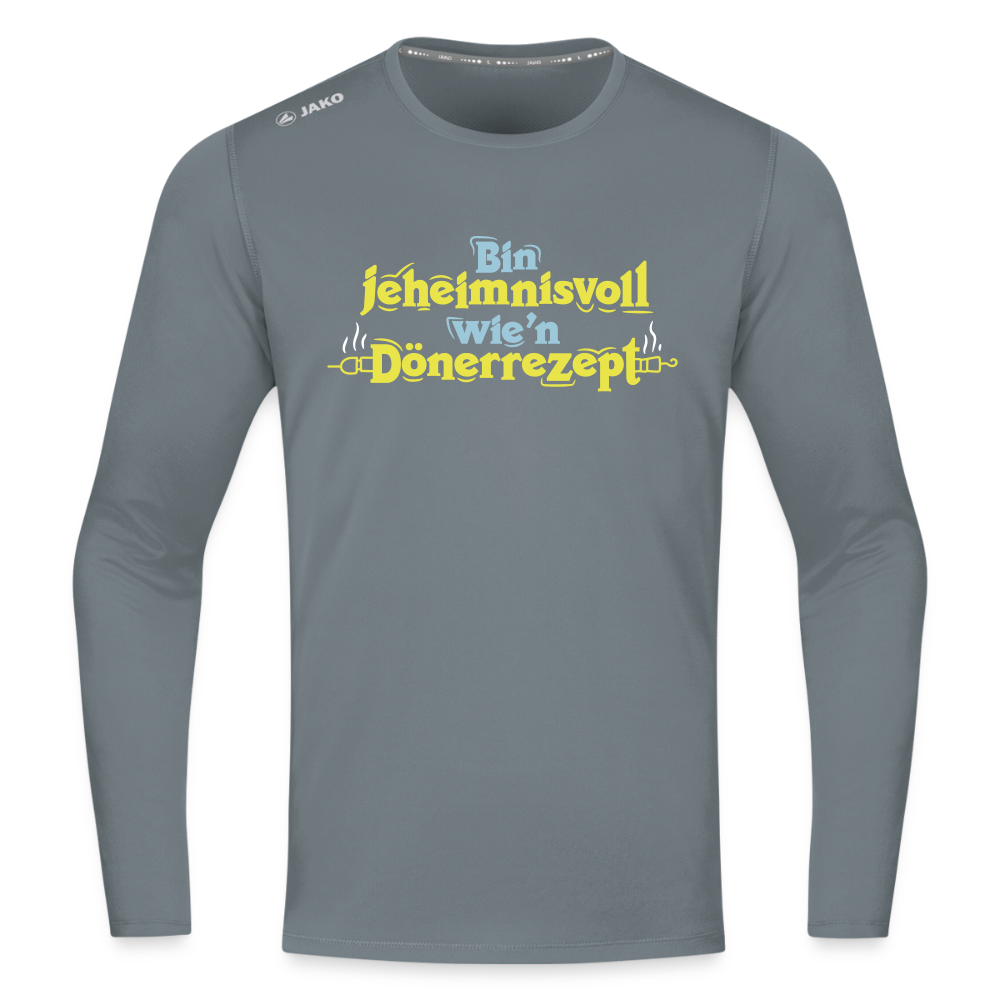 Bin jeheimnisvoll wie'n Dönerrezept. - Männer Sport Langamshirt - Grau